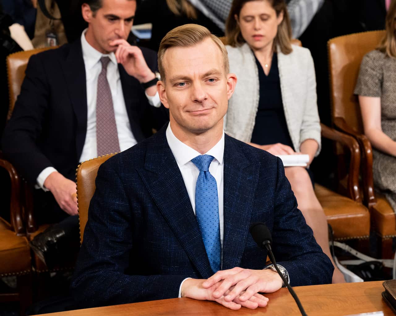 David Holmes, U.S. Department of State official who serves as a counsellor for political affairs at the U.S. Embassy in Ukraine, attends the Open Hearings.