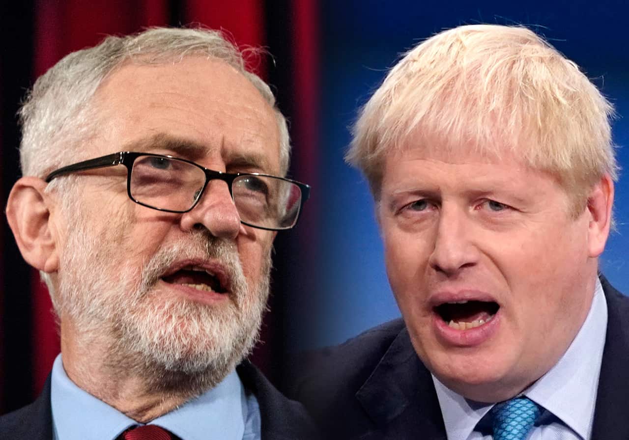 Jeremy Corbyn (L) and Boris Johnson (R)