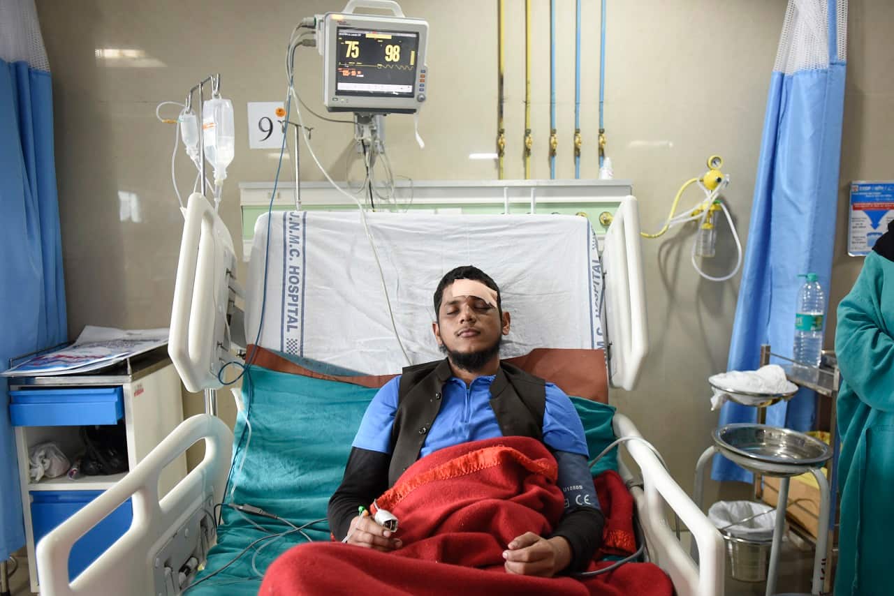 A student of Aligarh Muslim University (AMU) who got injured in police crackdown on the students after a protest on 15 December.