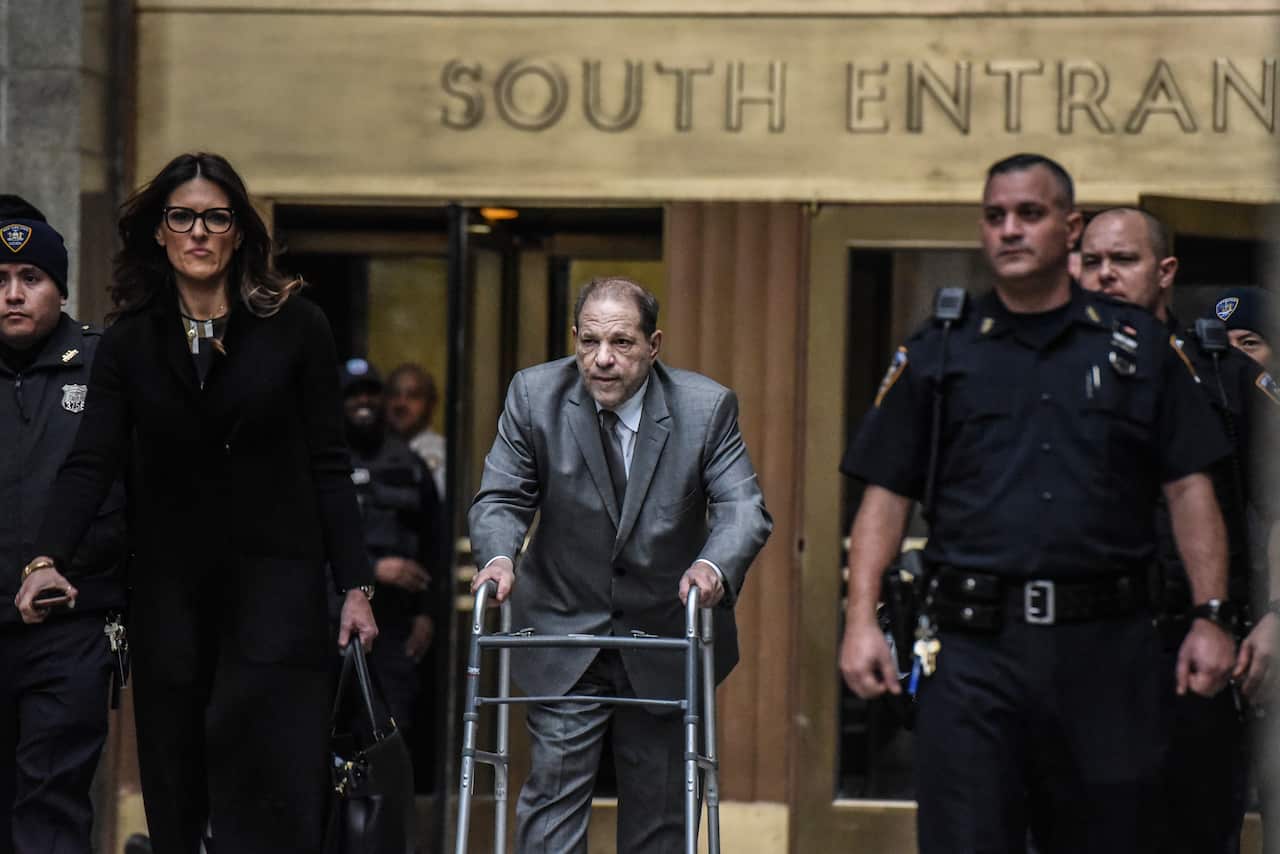 Harvey Weinstein leaves the courthouse at New York City criminal court during his sex crimes trial.