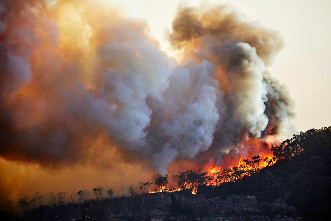 Out of control fire on Narrow Neck Plateau in the  Blue Mountains.