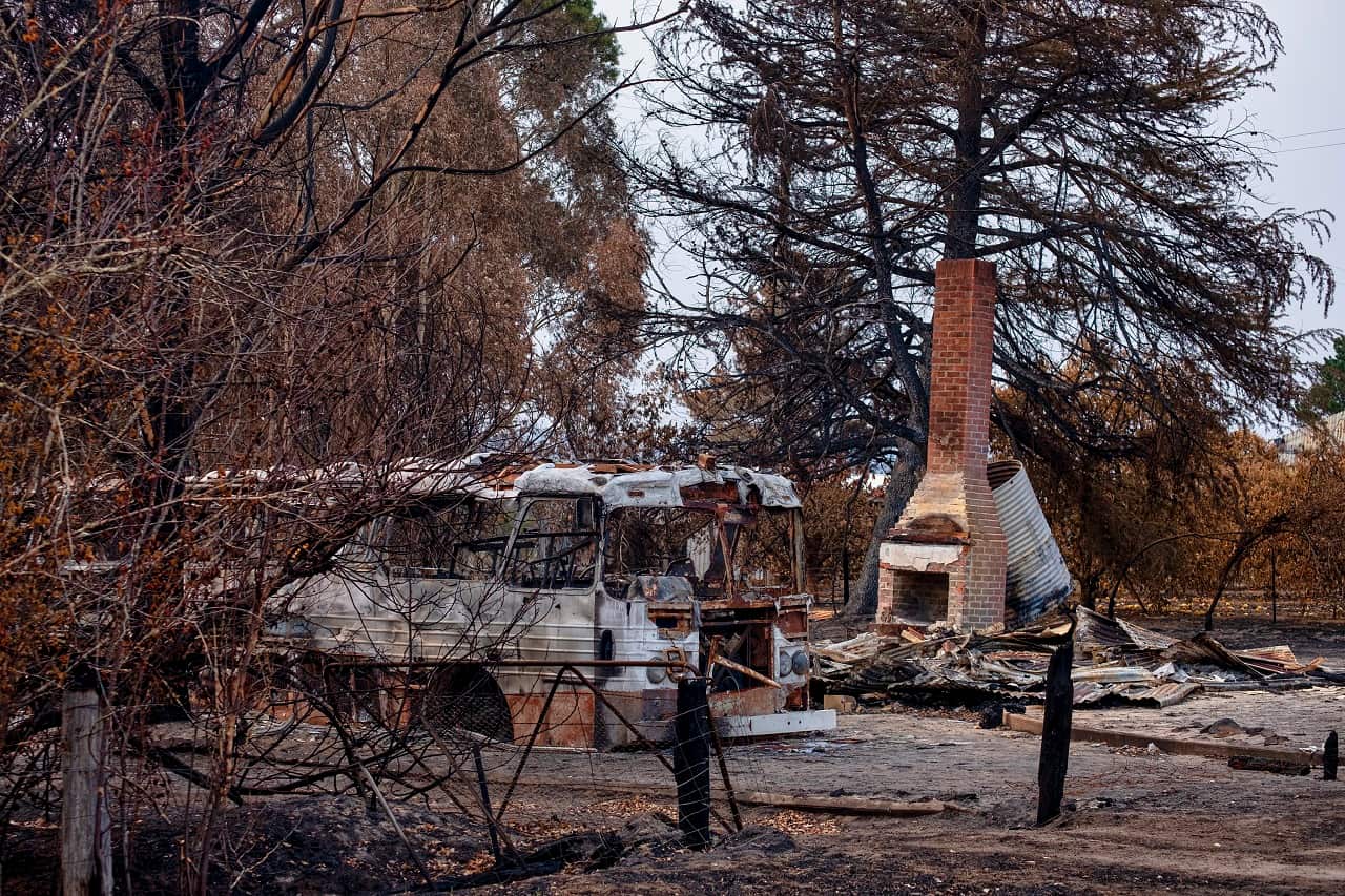 Fire damage at Clifton Creek, Victoria this week.
