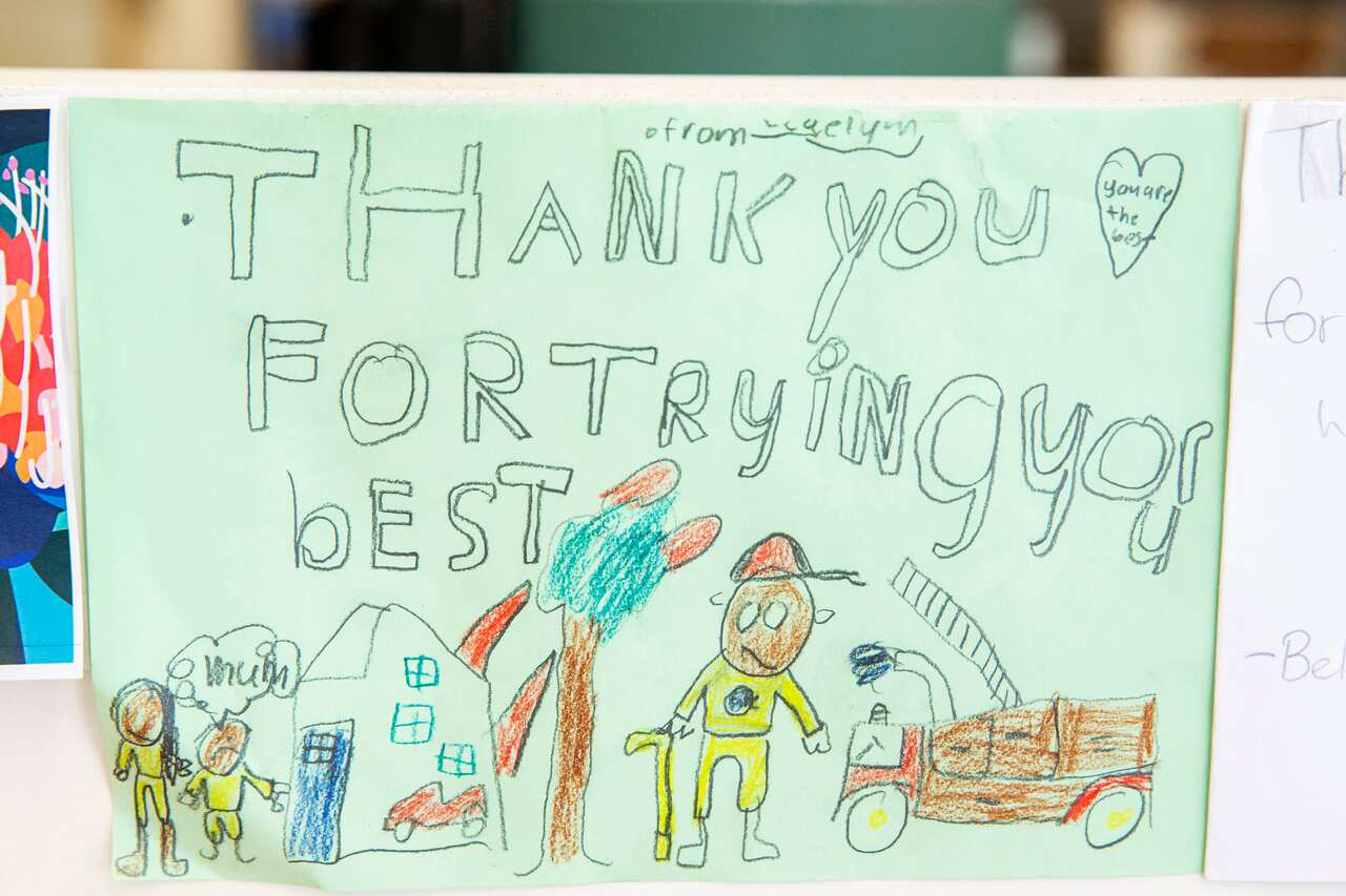 Thank You Cards Left For Firefighters At RFS Headquarters As State Of Emergency Is Declared In NSW