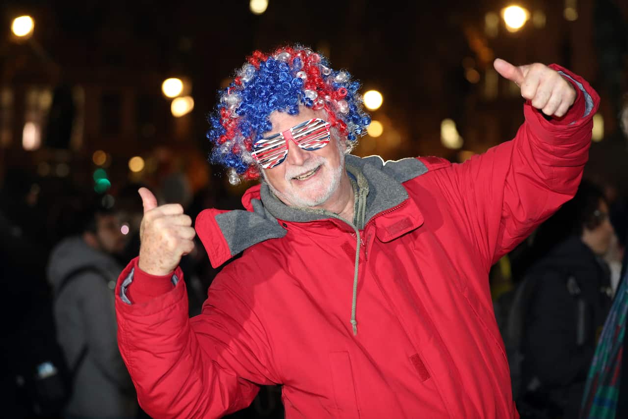 A pro-EU supporter in Parliament Square, London.