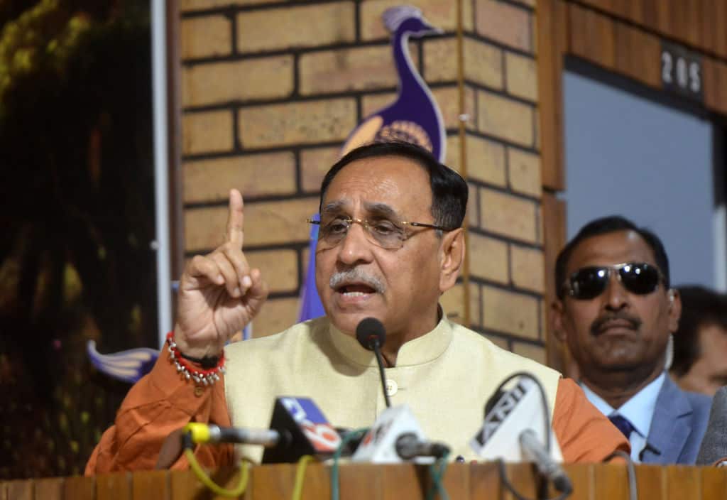 Vijay Rupani during a election campaign in New Delhi