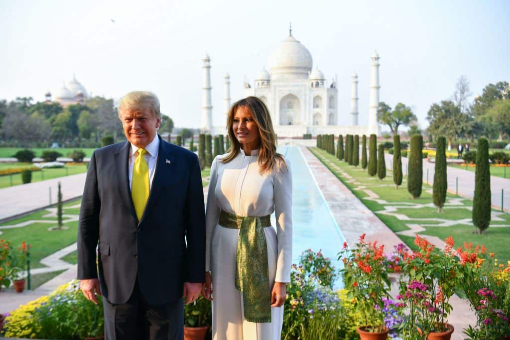 S President Donald Trump and First Lady Melania Trump at the Taj Mahal in Agra in February 2020.