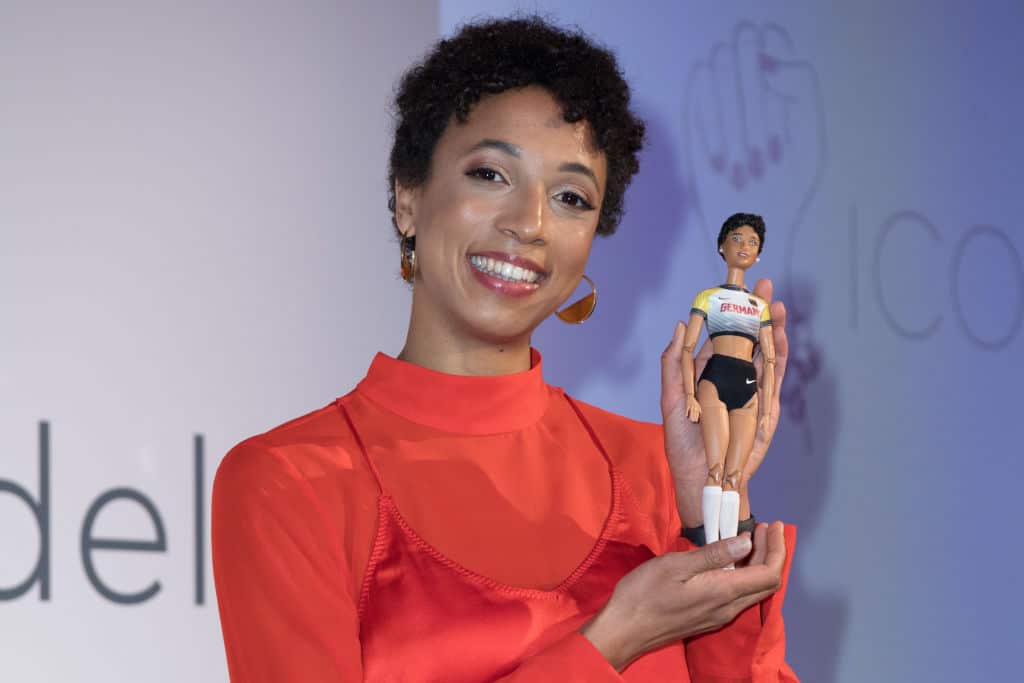 Long jump world champion Malaika Mihambo and her doll