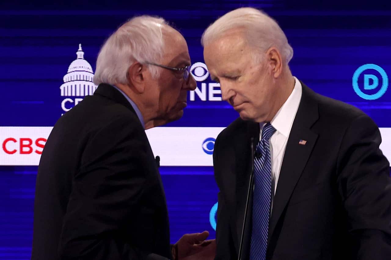 Democratic presidential candidates Sen. Bernie Sanders and former Vice President Joe Biden.