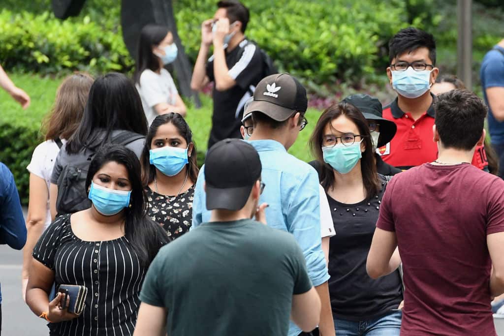 People wearing face masks in Singapore