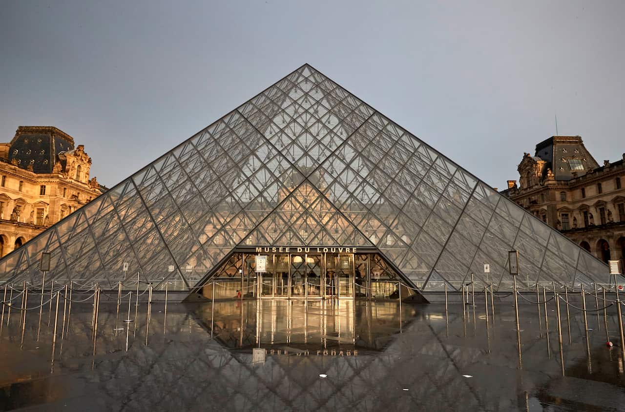 The Louvre stands empty with Paris in lockdown.
