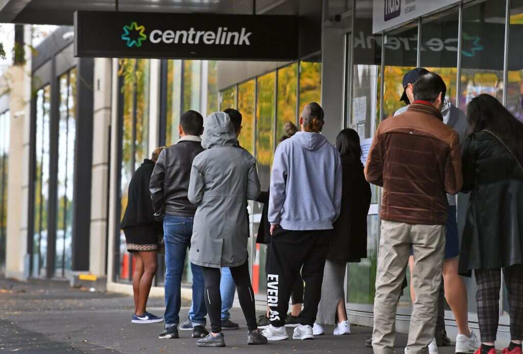 People in line outside Centrelink.