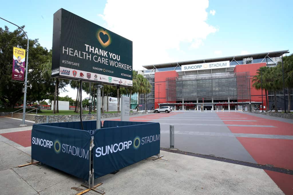 Brisbane Stadiums Remain Unused Under Covid 19 Restrictions on Sport.