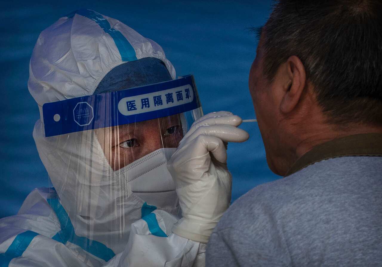 A COVID-19 test in Beijing.