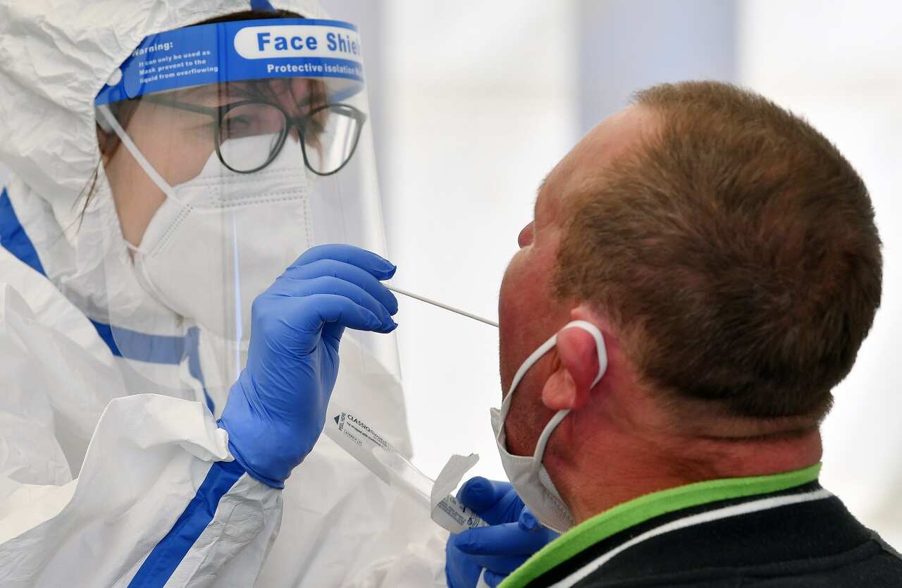 A COVID-19 test in Germany.
