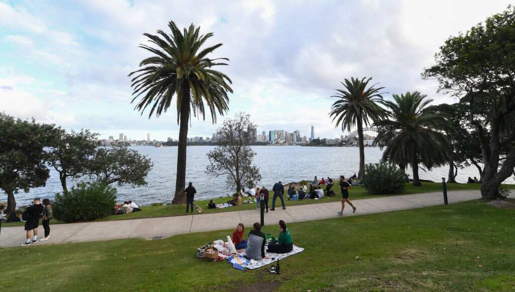 Friends and families gather for picnics at Cremorne Point on 17 May, 2020 in Sydney, Australia. 