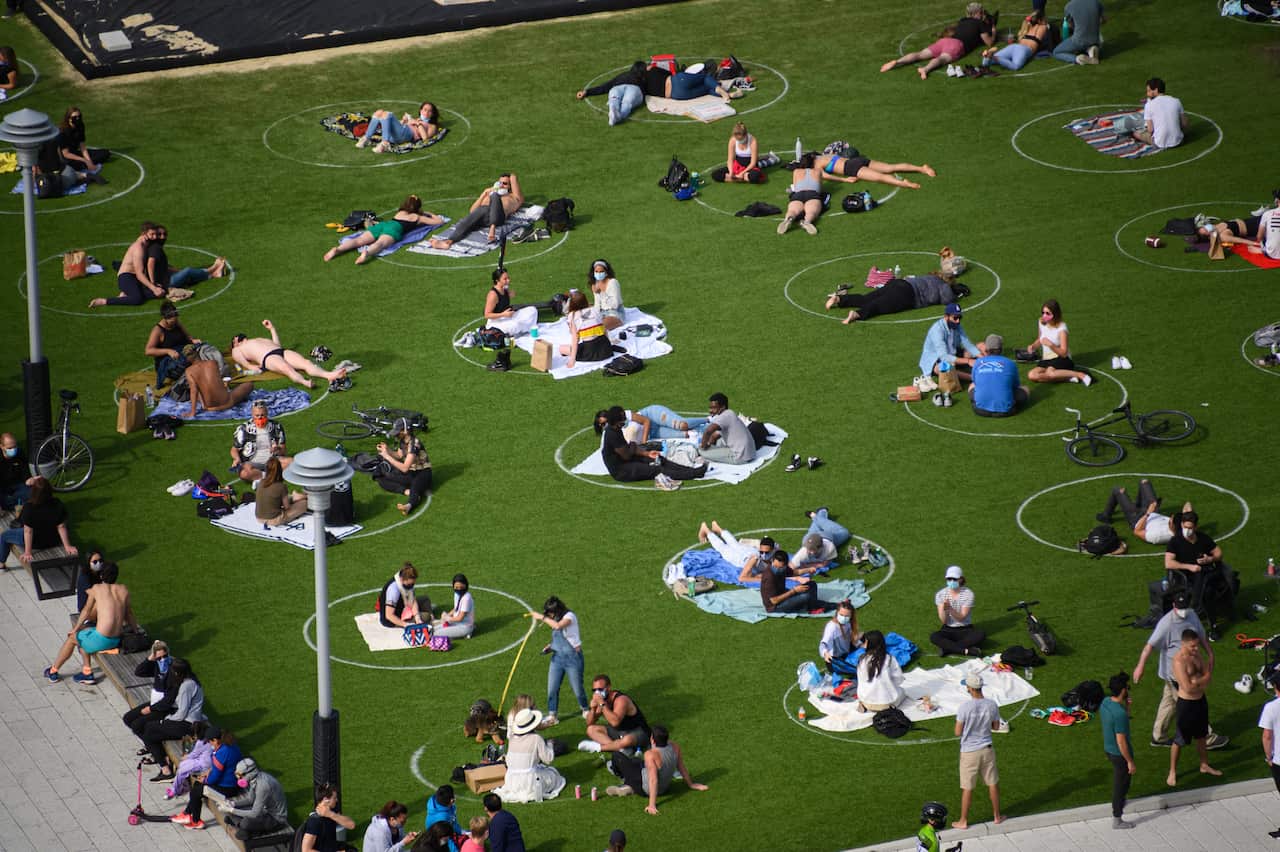 A New York park also came up with a clever way to encourage social distancing.