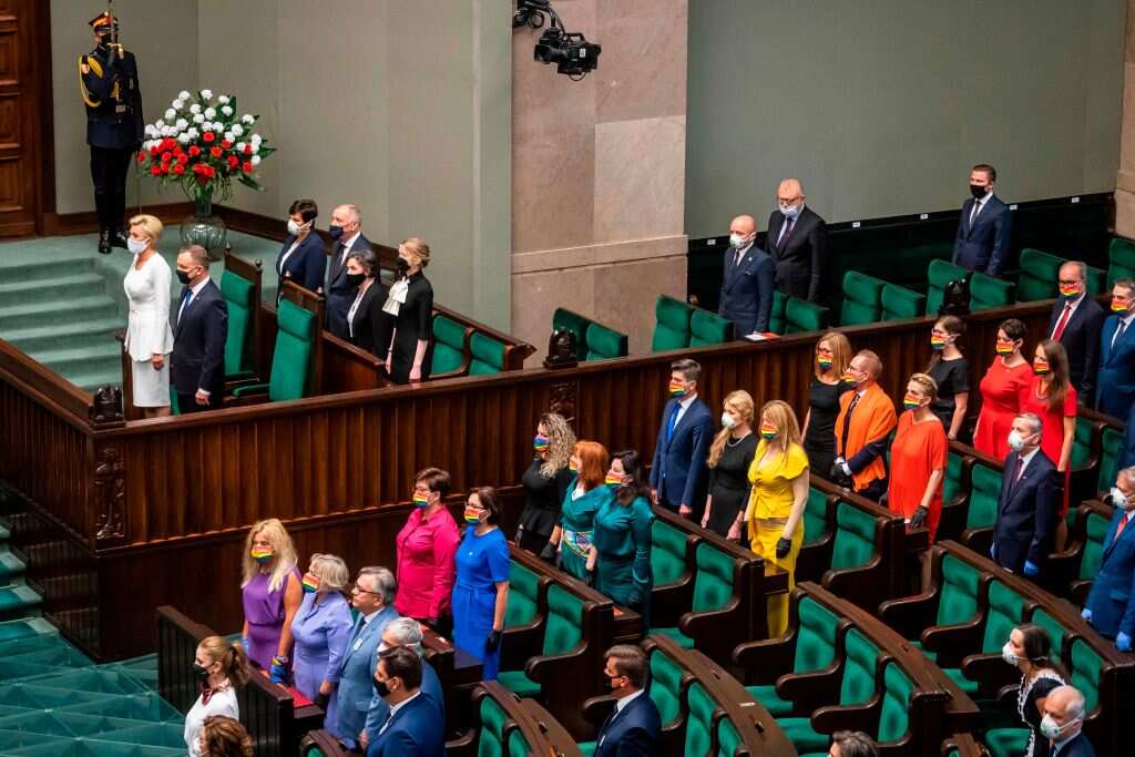 Polish President Andrzej Duda (2nd, left) during his swearing in ceremony 