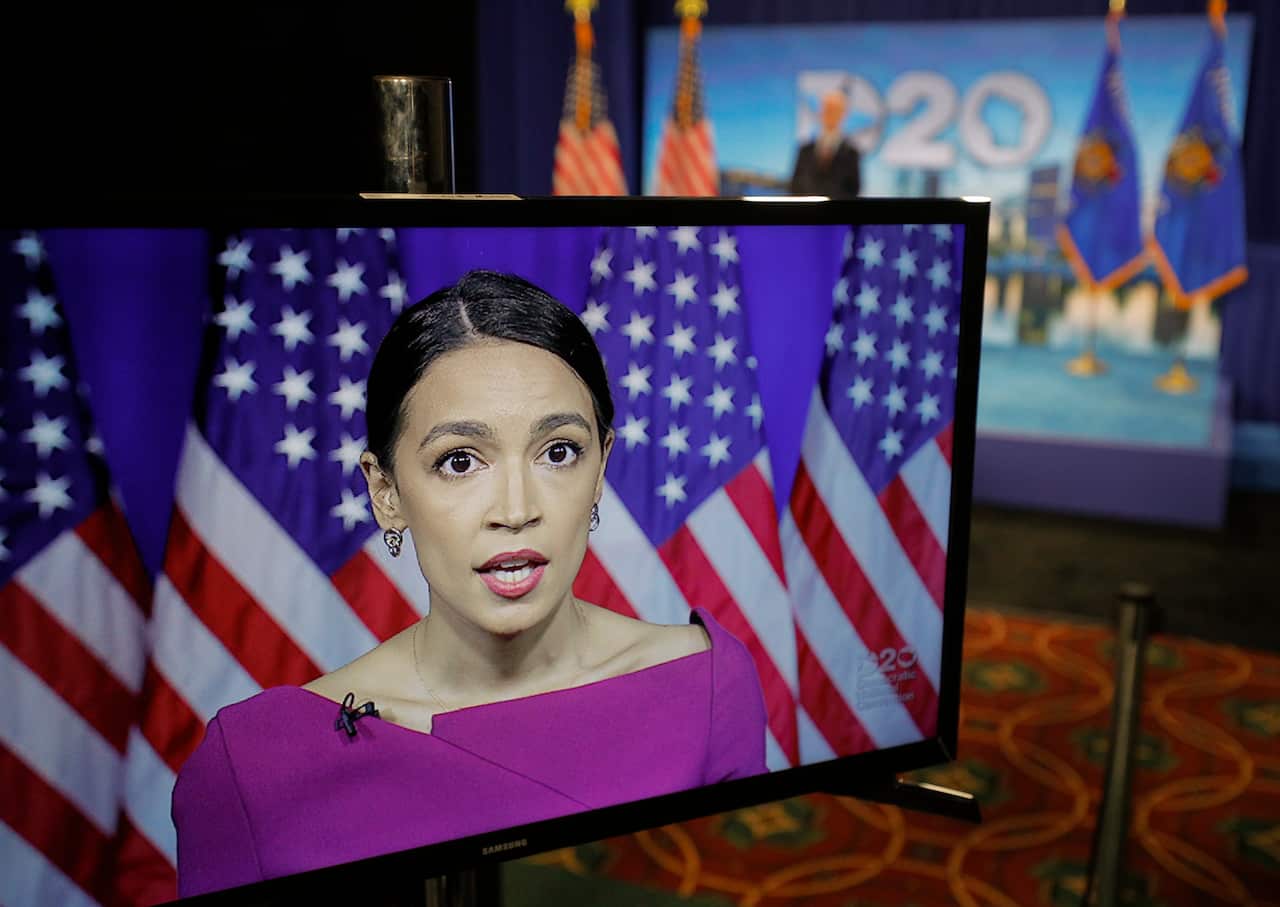 Alexandria Ocasio-Cortez addresses the second night of the virtual 2020 Democratic National Convention.