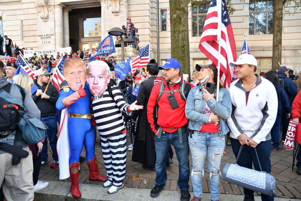 Donald Trump supporters protest the election outcome in Washington DC.