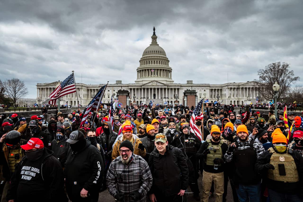Trump supporters holding a 'Stop The Steal' rally at the US Capitol on 6 January. 