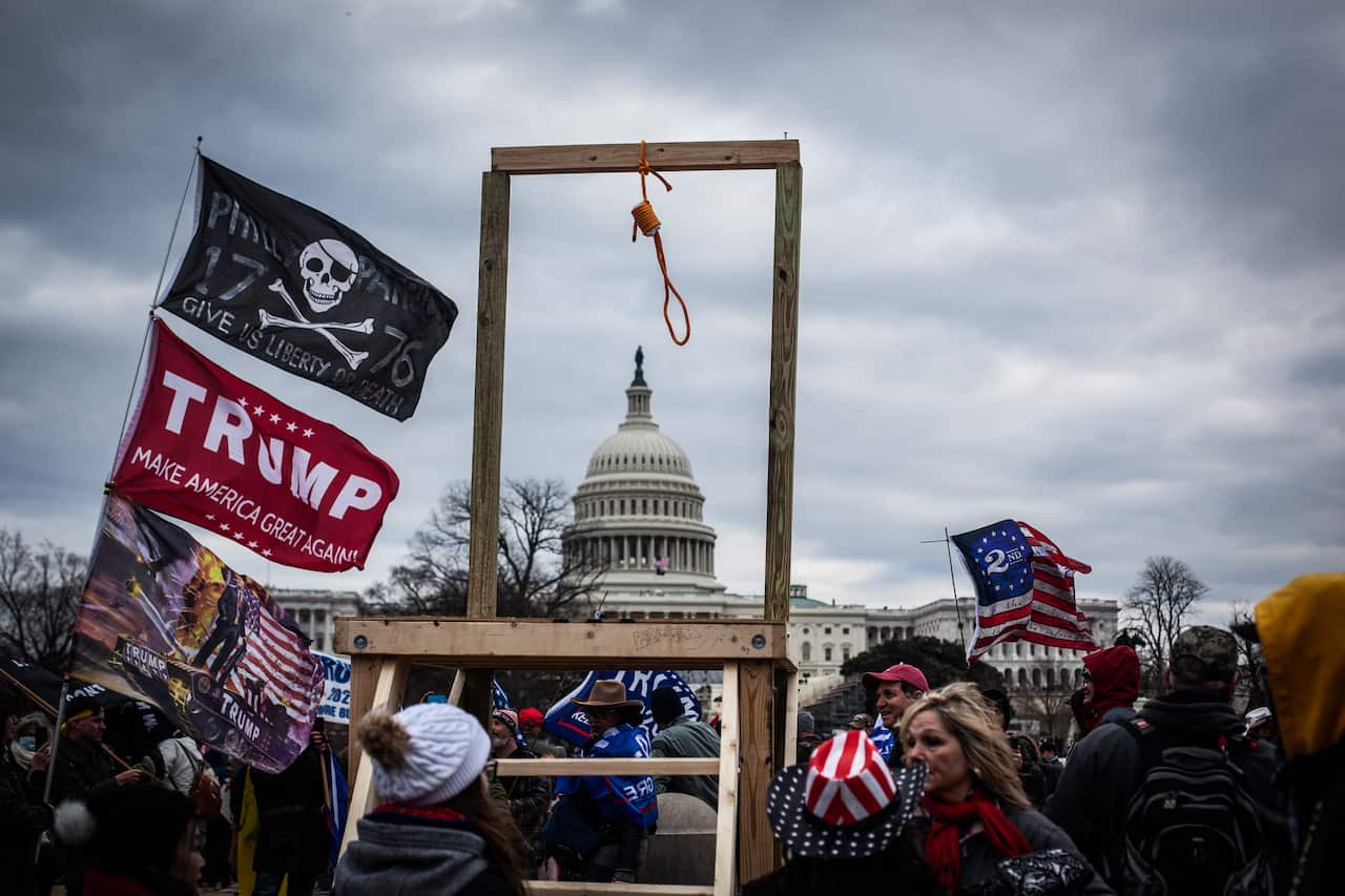 Supporters of US President Donald Trump gather across from the US Capitol on 6 January 2021 in Washington, DC