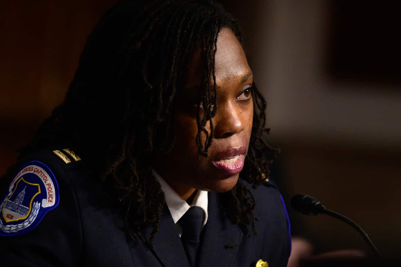 Captain Carneysha Mendoza, US Capitol Police testifies in a Senate committee hearing