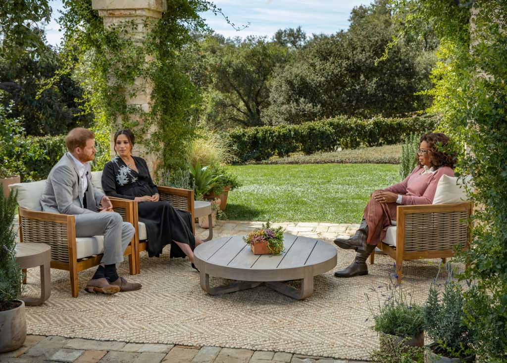 Oprah Winfrey interviews Prince Harry and Meghan Markle on A CBS Primetime Special.