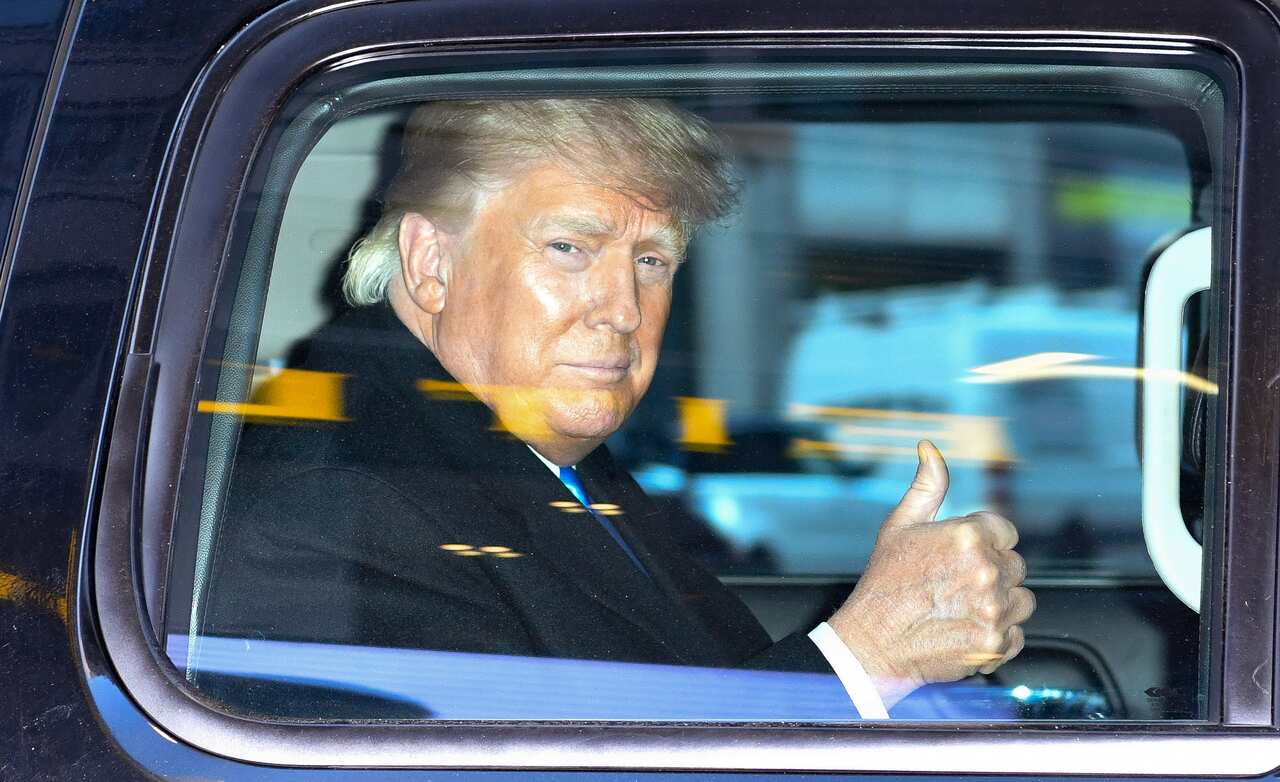 Former U.S. President Donald Trump leaves the Trump Tower in Manhattan on 9 March 2021 in New York City.