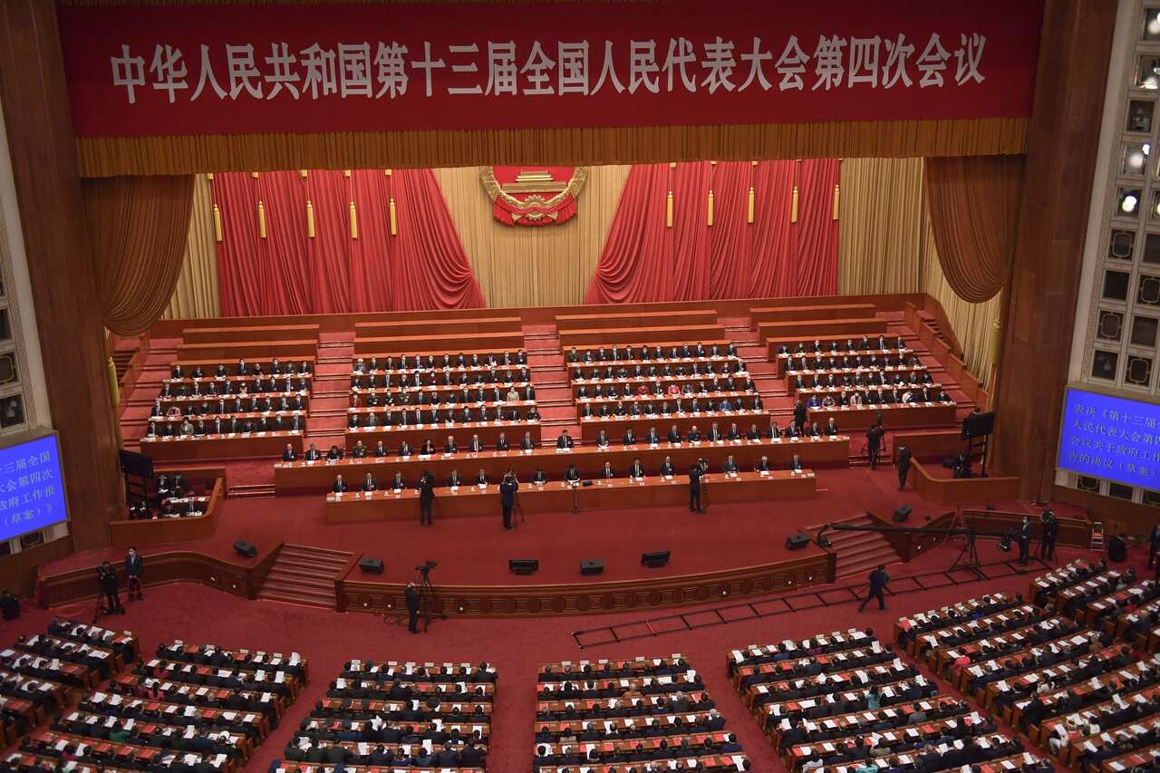 A general view shows the closing session of the National Peoples Congress at the Great Hall of the People in Beijing.
