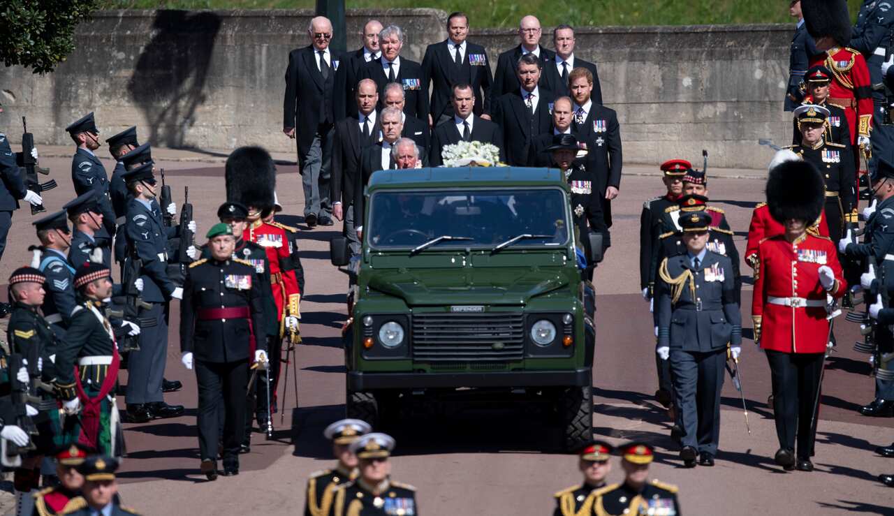 Queen Elizabeth bade farewell to Prince Philip at a funeral on Saturday that celebrated his seven decades of service.