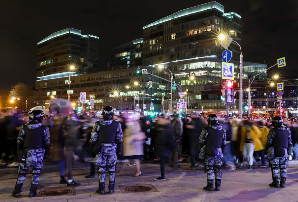 Supporters of Russian opposition activist Alexei Navalny rally in Moscow.