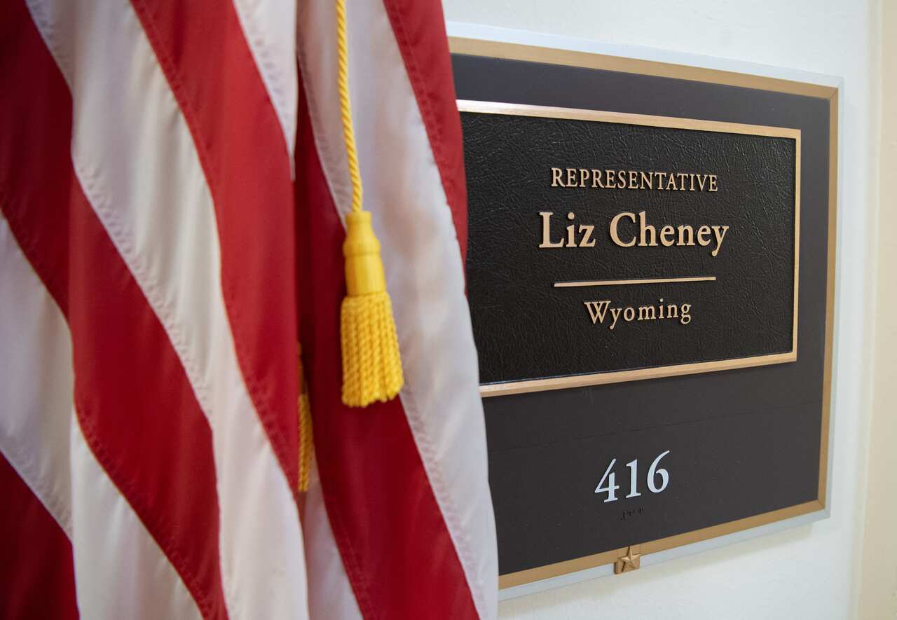 The office of US Representative Liz Cheney, Republican of Wyoming, is seen on Capitol Hill in Washington, DC, on 6 May, 2021.