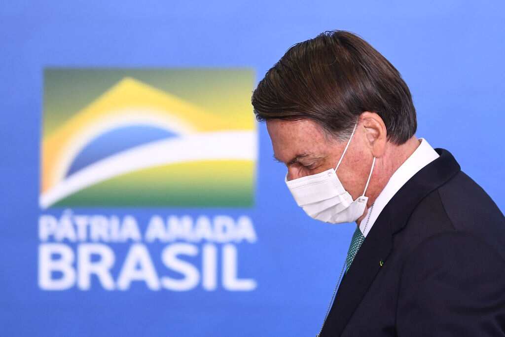 Brazilian President Jair Bolsonaro delivers a speech at Planalto Palace on 1 June, 2021. 