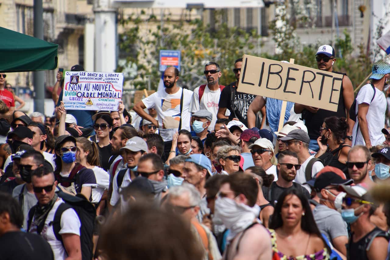 Thousands of people have taken to the streets of France, protesting COVID-19 health passes.