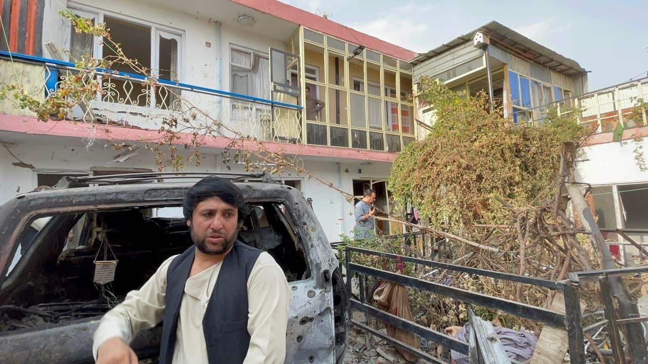 Aftermath of the drone attack in Afghan capital Kabul.