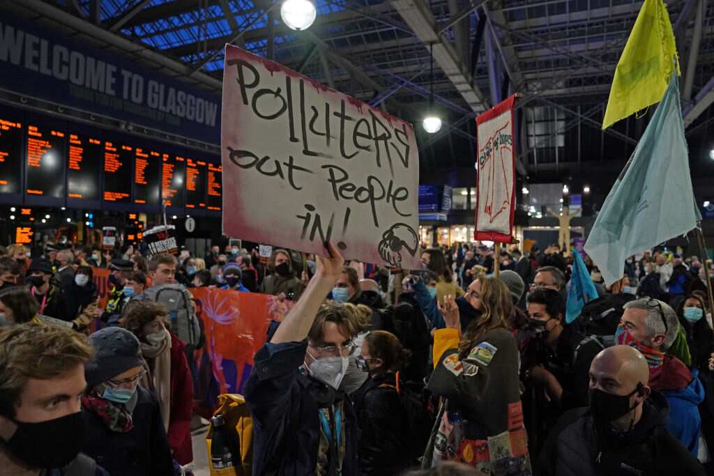 Demonstrators in Glasgow ahead of COP26.