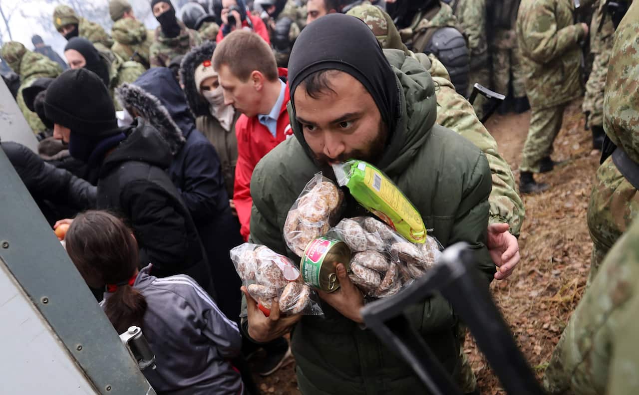 Migrant tent camp on Belarusian-Polish border