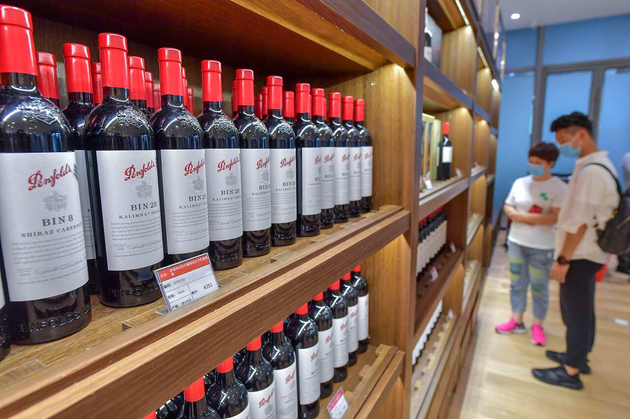 Australian wine on sale at a duty free shop in Haikou, China, earlier this year. 