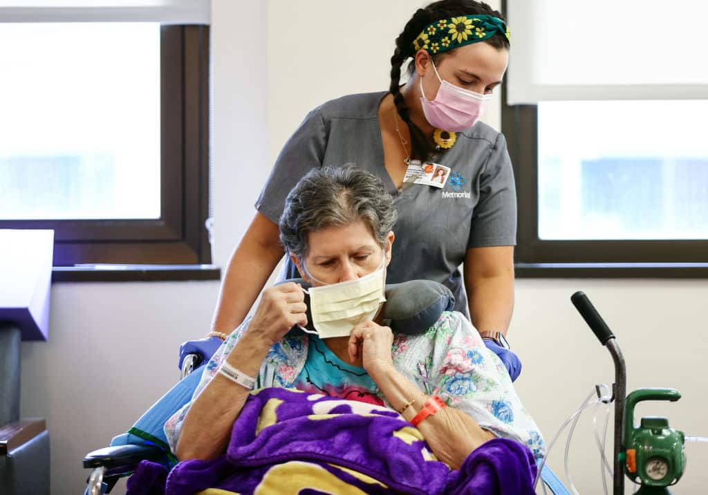 A coronavirus patient in hospital in the US state of Louisiana.
