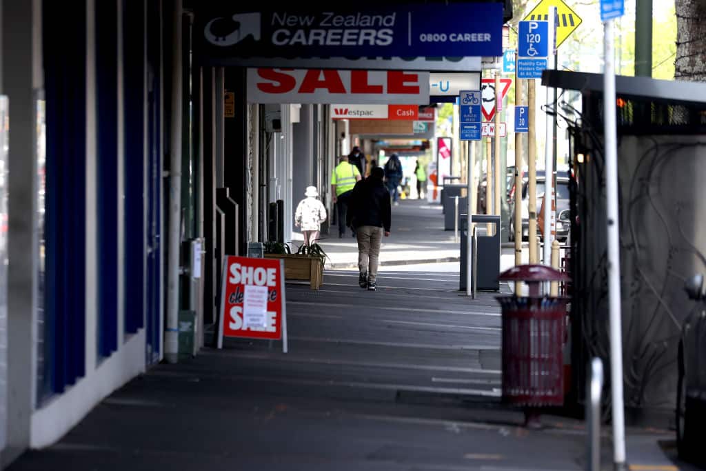 Onehunga Mall is largely empty of shoppers on 13 October 2021 in Auckland, New Zealand.