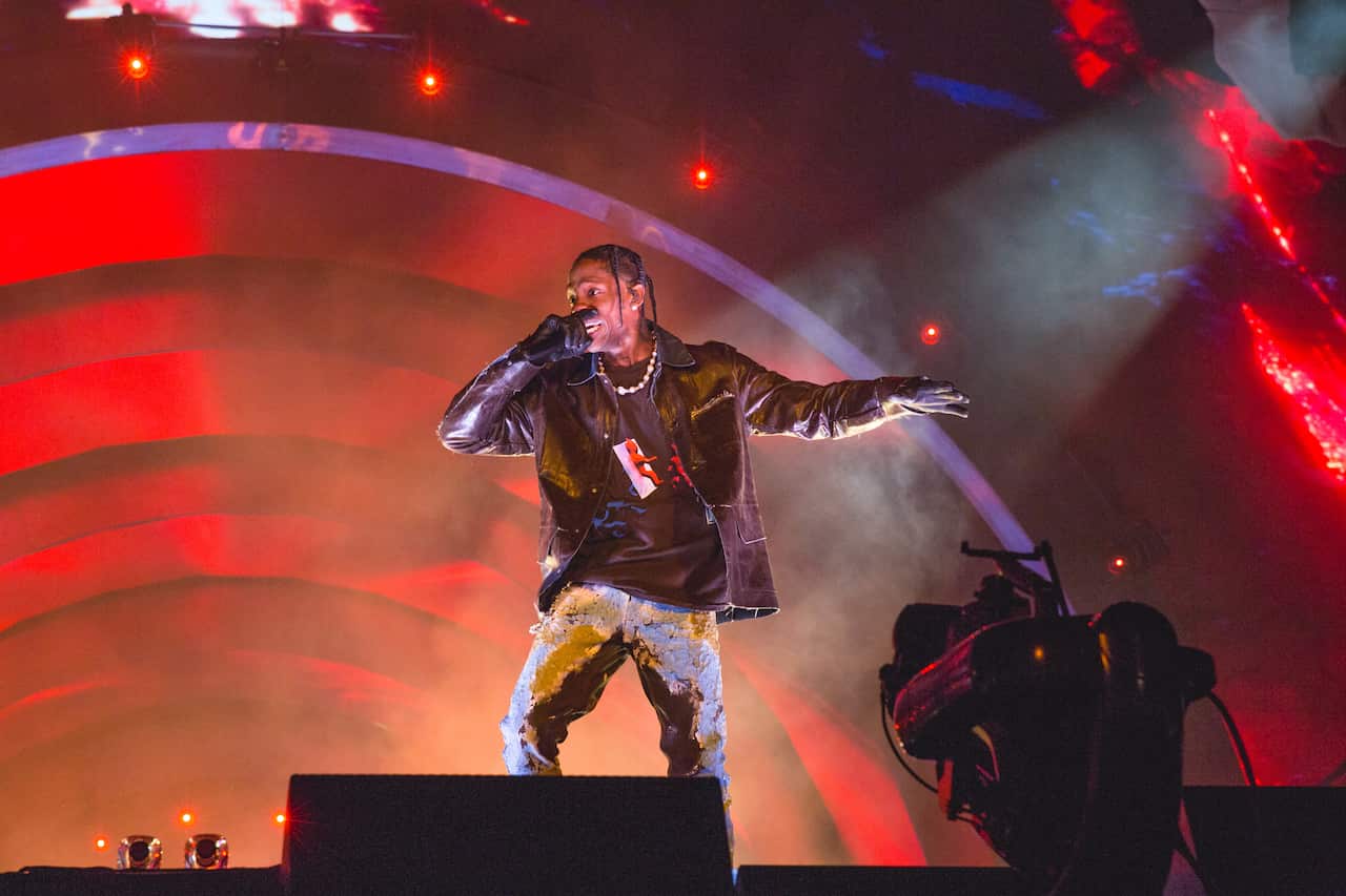 Rapper Travis Scott performing at Astroworld Festival in Houston.