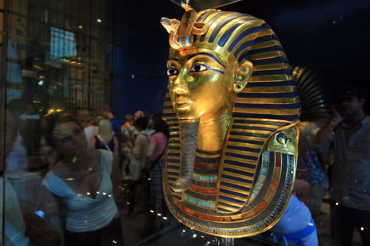 King Tutankhamun's golden mask displayed at the Egyptian museum in Cairo