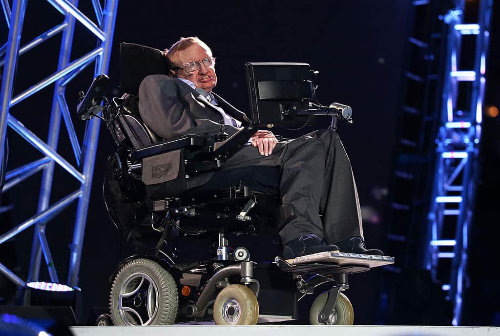 Professor Stephen Hawking speaks during the Opening Ceremony of the London 2012 Paralympics.