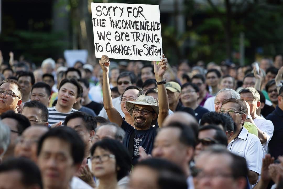 A 2014 protest in Singapore.