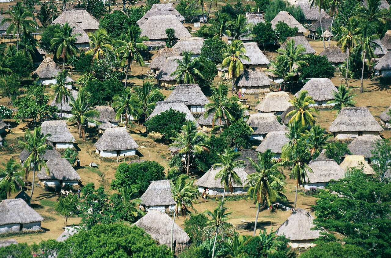 Traditional Fijian thatched huts