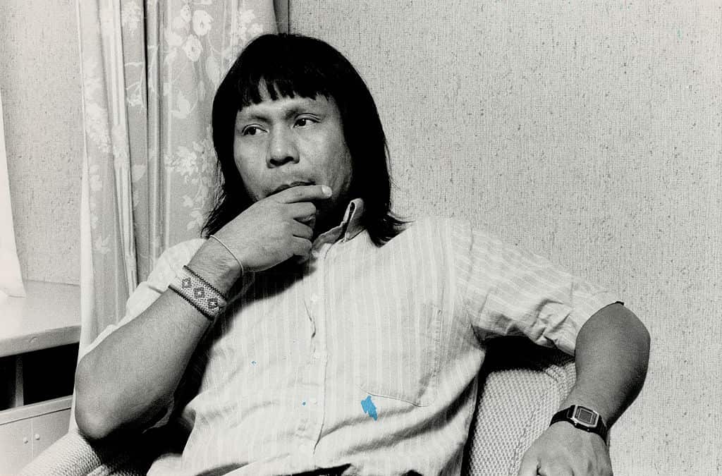 Paulinho Paiakan chief of the Kayapo Tribe in Brazil and rights Activist.