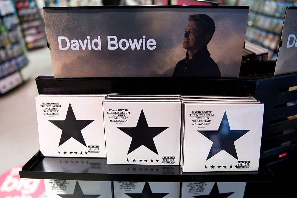 Copies of 'Blackstar' the latest album by British musician David Bowie are on sale in a branch of HMV in central London in 2016.