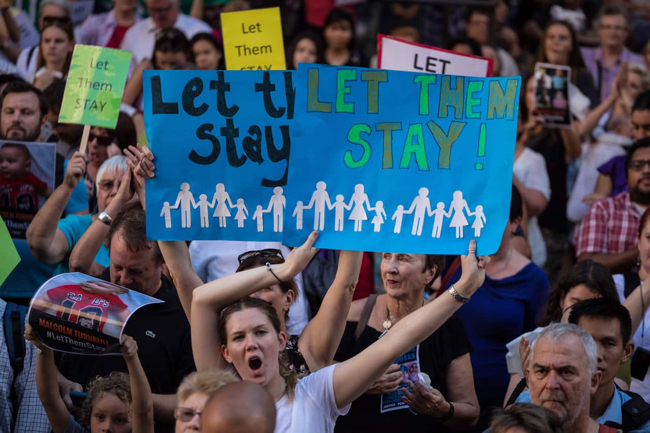 Protesters gathered at Sydney's Town Hall to demonstrate against offshore detention.