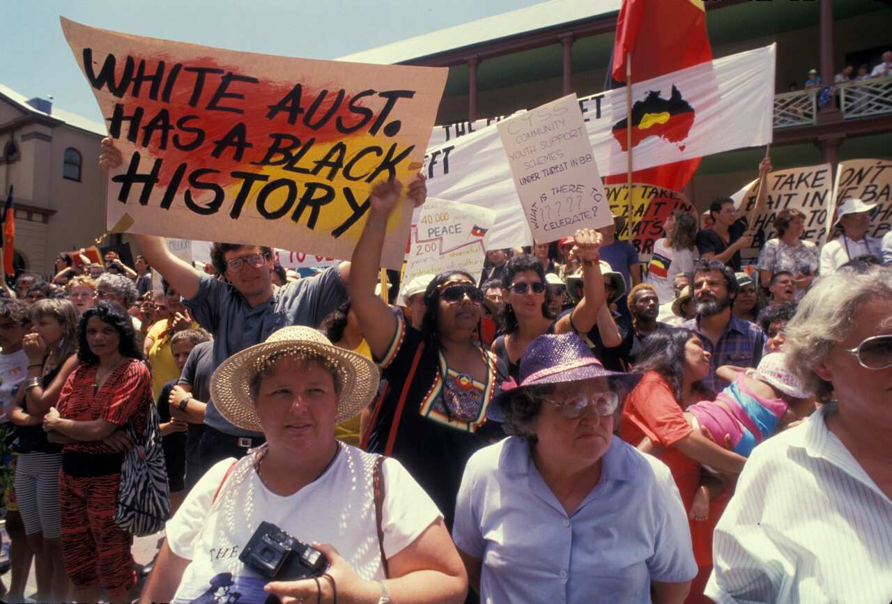 A protest in Sydney on Australia Day 1988. 