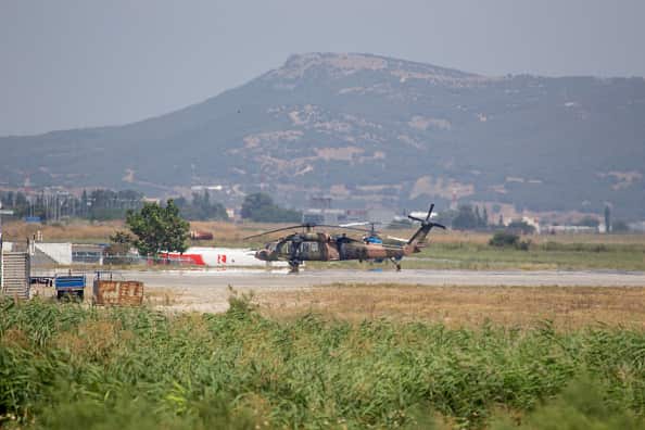 Image of the Black Hawk helicopter which carried eight Turkish soldiers on July 16, 2016 in Alexandroupolis ,Greece.